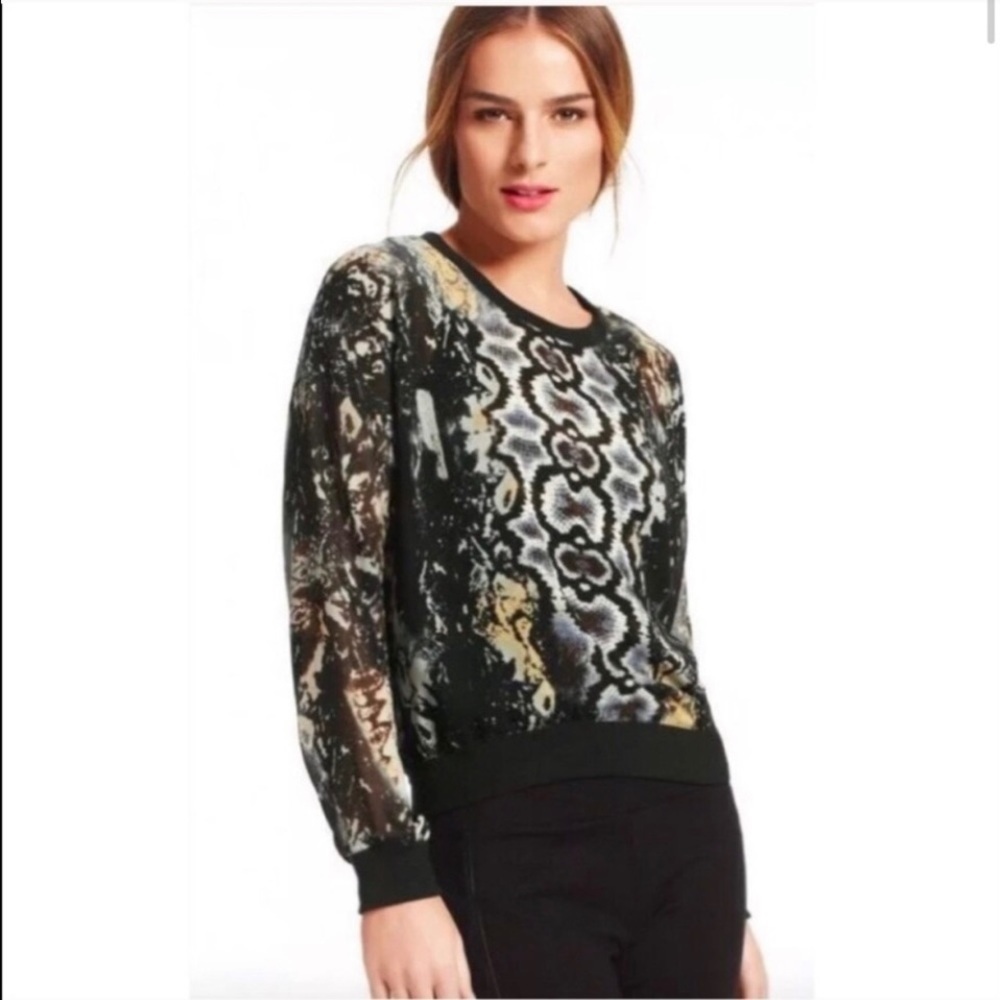 CAbi Python Print Chiffon Sweatshirt